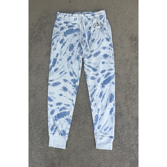 GAP Pants - Gap Logo Tie Dye Fleece Joggers Blue White Sweatpants Medium